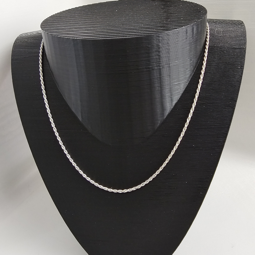 20 Inch Solid Sterling Silver Italian Rope Chain Necklace